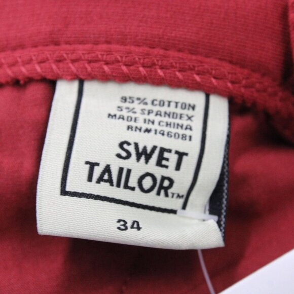 Swet Tailor Chino Shorts Mens Size 34 Red Solid Performance Lightweight NWT - Picture 9 of 10